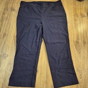 Chico's 3 Plus Sz 16 Navy Capris cropped pants Pull On Stretch Spring Staple